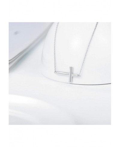 Sideways Cross Necklace Sterling Silver Choker Necklace Simple Fashion Jewelry Gifts for Women Girls $15.28 Chokers