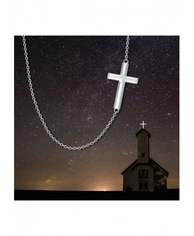 Sideways Cross Necklace Sterling Silver Choker Necklace Simple Fashion Jewelry Gifts for Women Girls $15.28 Chokers