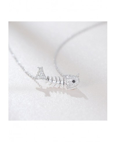 1 Pc Woman Jewellery S925 Sterling Silver Fishbone Necklace Zircon Decoration Clavicle Chain $15.35 Chains