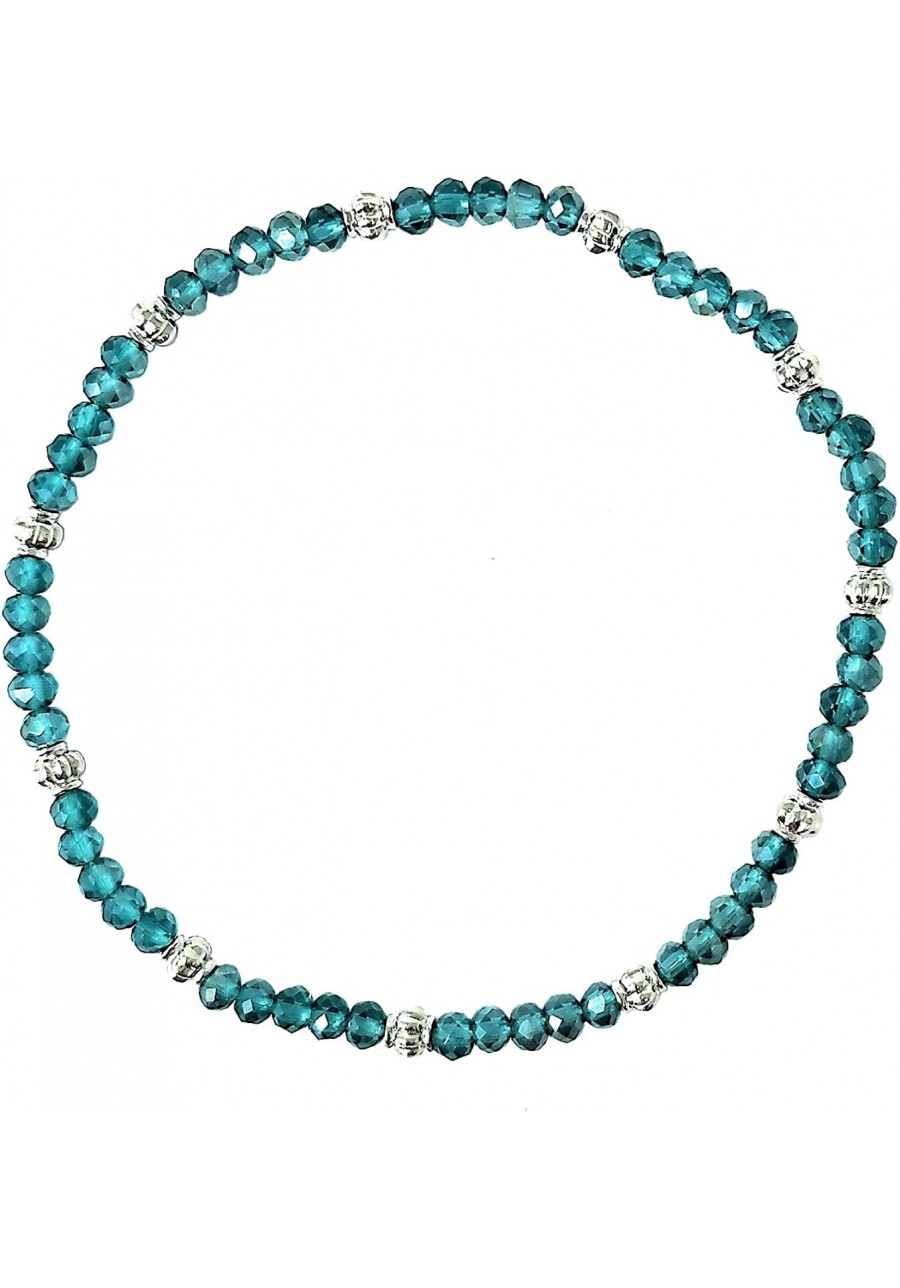 Stretch Bead Ankle Bracelet Anklet - Iridescent Teal Blue (A120) $10.45 Anklets