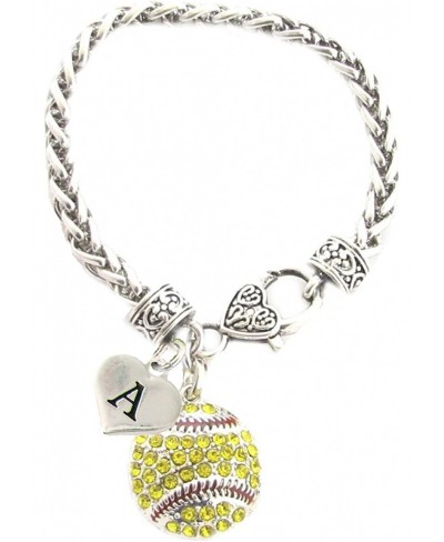 Custom Crystal Softball Ball Silver Bracelet Jewelry $18.82 Link