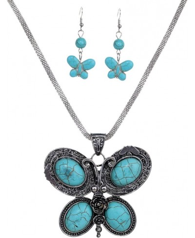 Women Elegant Style Butterfly Jewelty Necklace Earrings Set Vintage $10.66 Jewelry Sets