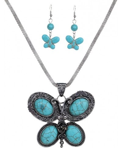 Women Elegant Style Butterfly Jewelty Necklace Earrings Set Vintage $10.66 Jewelry Sets