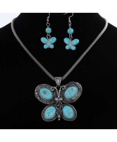 Women Elegant Style Butterfly Jewelty Necklace Earrings Set Vintage $10.66 Jewelry Sets