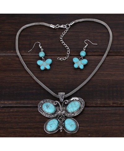 Women Elegant Style Butterfly Jewelty Necklace Earrings Set Vintage $10.66 Jewelry Sets