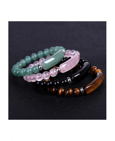 Handmade Colorful 8MM Healing Stone Beads Bracelets Aventurine Jade Stretch Bangle Bracelet Natural Gemstone Stretch Bangle C...