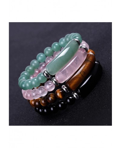 Handmade Colorful 8MM Healing Stone Beads Bracelets Aventurine Jade Stretch Bangle Bracelet Natural Gemstone Stretch Bangle C...