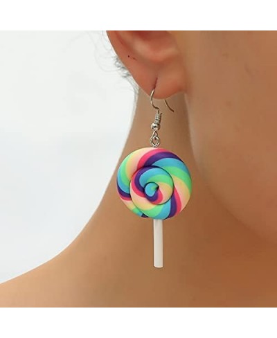 2 Pcs Colorful Lollipop Food Stainless Steel Earrings Necklace Set for Women Girls Jewelry Gifts $8.28 Jewelry Sets