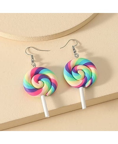 2 Pcs Colorful Lollipop Food Stainless Steel Earrings Necklace Set for Women Girls Jewelry Gifts $8.28 Jewelry Sets