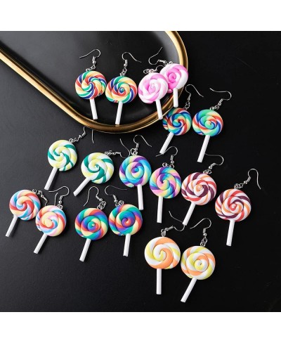 2 Pcs Colorful Lollipop Food Stainless Steel Earrings Necklace Set for Women Girls Jewelry Gifts $8.28 Jewelry Sets