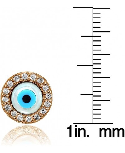 Sterling Silver Cubic Zirconia Multi Colored Blue Enamel Evil Eye Hamsa Fatima Stud Earrings $29.10 Stud