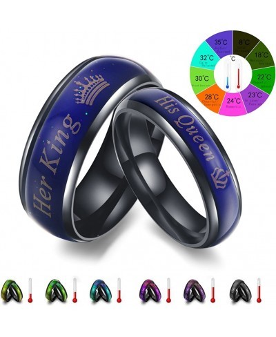 Amazing Her King His Queen Titanium Stainless Steel Moods Color-Changing Engagement Wedding Band Anniversary Promise Couple R...