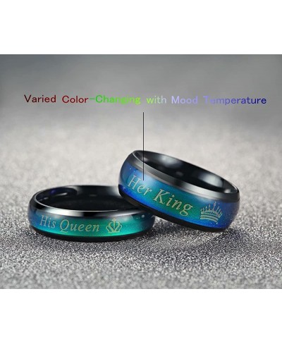 Amazing Her King His Queen Titanium Stainless Steel Moods Color-Changing Engagement Wedding Band Anniversary Promise Couple R...