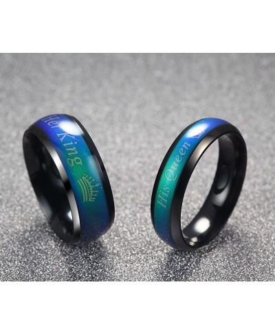 Amazing Her King His Queen Titanium Stainless Steel Moods Color-Changing Engagement Wedding Band Anniversary Promise Couple R...