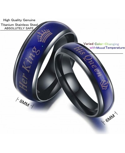 Amazing Her King His Queen Titanium Stainless Steel Moods Color-Changing Engagement Wedding Band Anniversary Promise Couple R...