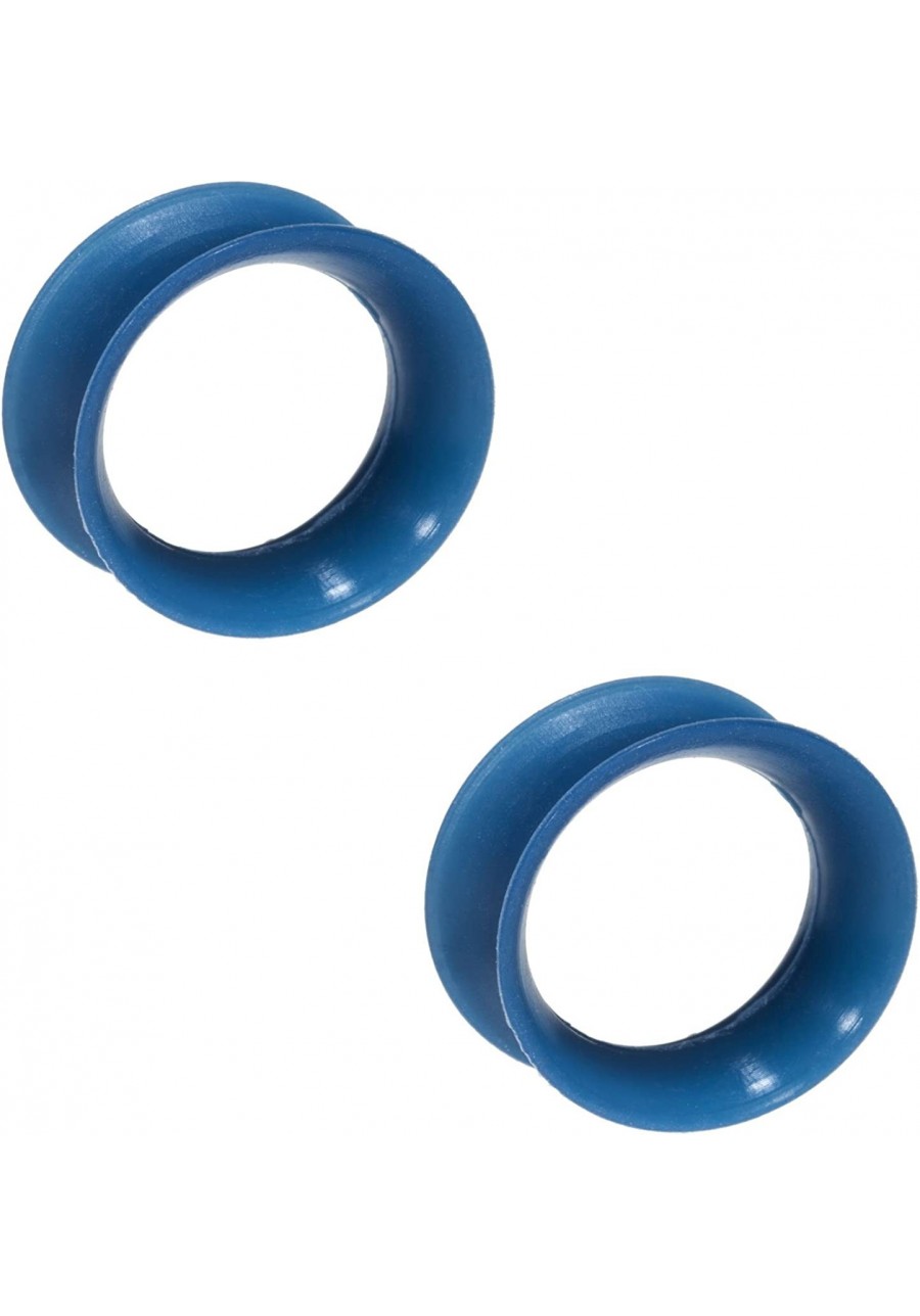 Pair of Silicone Double Flared Skin Eyelets - 3/4" wearable length - 5/16" Dark Blue $19.90 Piercing Jewelry