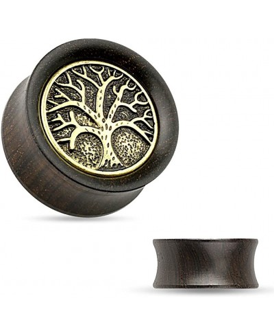 Pair of Ebony Wood with Tree of Life Top Saddle Plugs Earlets Gauges Body Jewelry $18.12 Piercing Jewelry