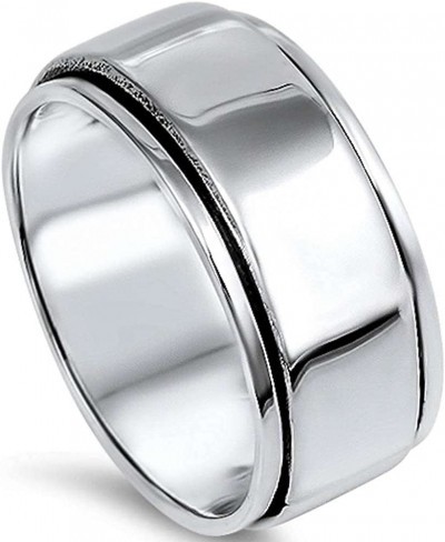 Solid 10mm Spinner Band .925 Sterling Silver Ring Sizes 7-13 $34.02 Bands