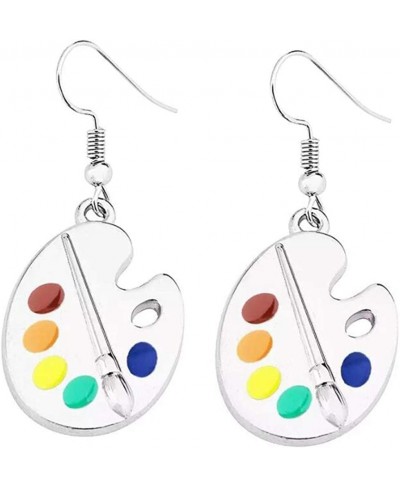 Artist Paint Palette Dangle Drop Earrings for Women Students - Funny Teacher Colorful Art Brush Paint Pendant Dangling Earrin...