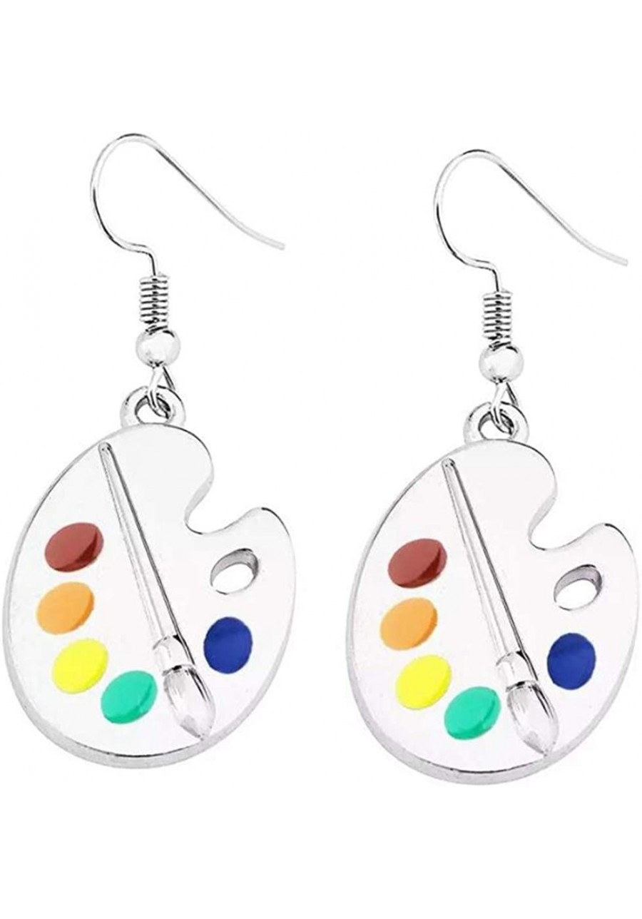 Artist Paint Palette Dangle Drop Earrings for Women Students - Funny Teacher Colorful Art Brush Paint Pendant Dangling Earrin...