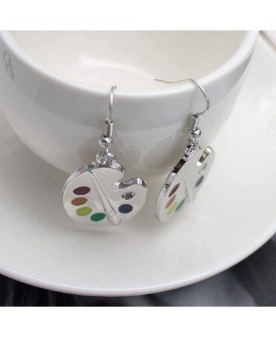 Artist Paint Palette Dangle Drop Earrings for Women Students - Funny Teacher Colorful Art Brush Paint Pendant Dangling Earrin...