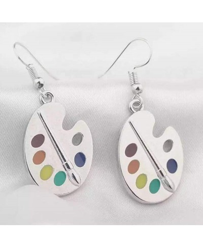 Artist Paint Palette Dangle Drop Earrings for Women Students - Funny Teacher Colorful Art Brush Paint Pendant Dangling Earrin...