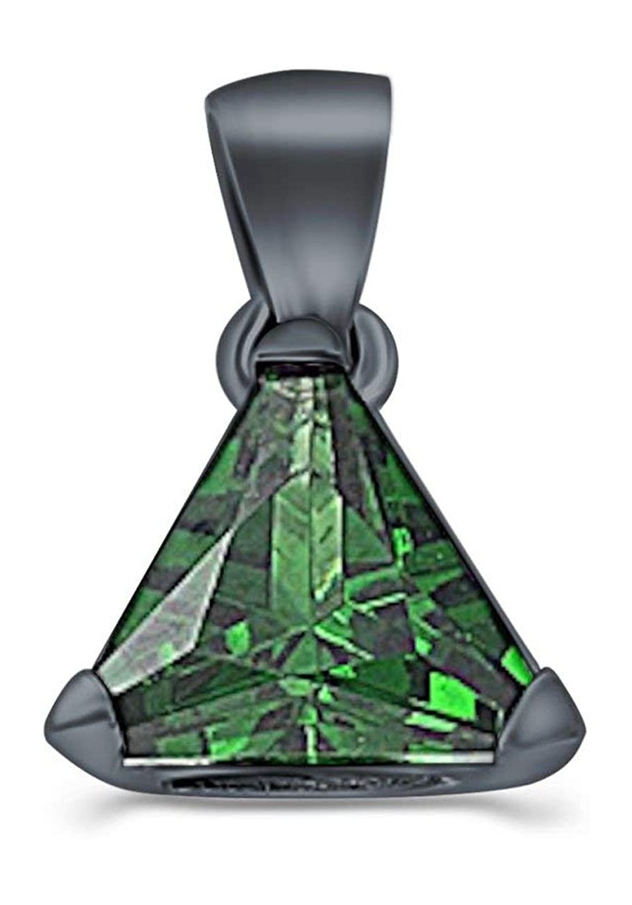 Triangle Cut Charm Pendant Simulated Cubic Zirconia 925 Sterling Silver (11mm) $16.65 Pendants & Coins