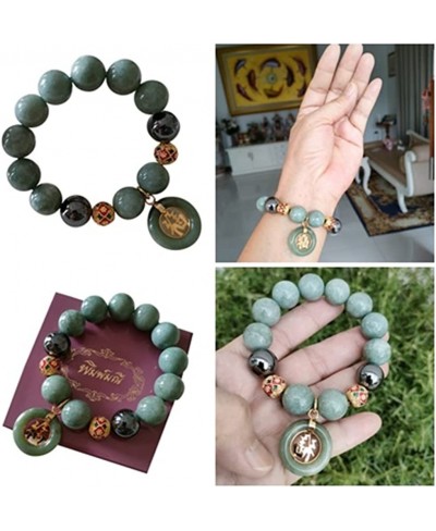 Heavens Tvcz Natural Green Jade Round 14 mm Gems Healing Energy Real Bracelets Bangle for Women Charms with Pendant Jade Coin...