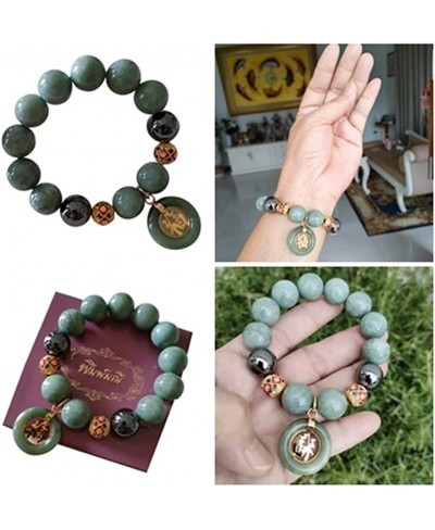 Heavens Tvcz Natural Green Jade Round 14 mm Gems Healing Energy Real Bracelets Bangle for Women Charms with Pendant Jade Coin...