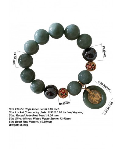 Heavens Tvcz Natural Green Jade Round 14 mm Gems Healing Energy Real Bracelets Bangle for Women Charms with Pendant Jade Coin...