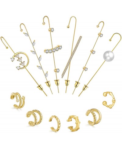 12Pcs Ear Wrap Crawler Hook Earrings and Clip On Earrings for Women Teen Girls Hypoallergenic Piercing Ear Cuffs $13.04 Cuffs...