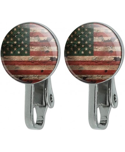 Rustic American USA Flag Distressed Novelty Clip-On Stud Earrings $11.42 Clip-Ons