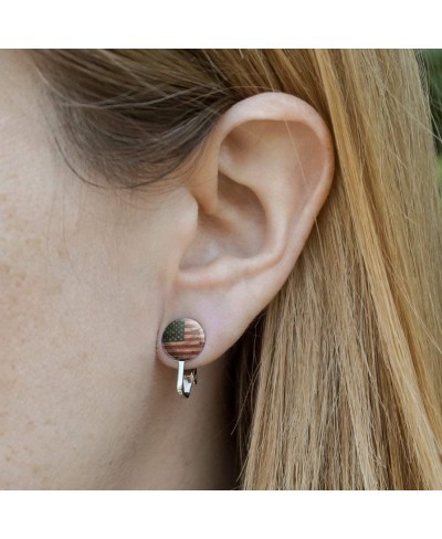 Rustic American USA Flag Distressed Novelty Clip-On Stud Earrings $11.42 Clip-Ons