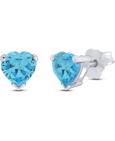 Heart Shape Stud Earrings In 14K White Gold Over Sterling Silver (3.5 Ct) $37.52 Stud