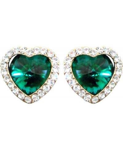 18k Gold Plated Heart Shape Crystal Multicolor Zirconia Stud Earrings $10.26 Stud