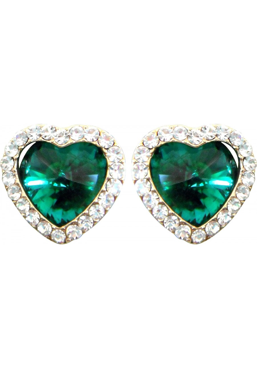 18k Gold Plated Heart Shape Crystal Multicolor Zirconia Stud Earrings $10.26 Stud