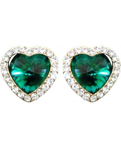 18k Gold Plated Heart Shape Crystal Multicolor Zirconia Stud Earrings $10.26 Stud