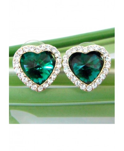 18k Gold Plated Heart Shape Crystal Multicolor Zirconia Stud Earrings $10.26 Stud