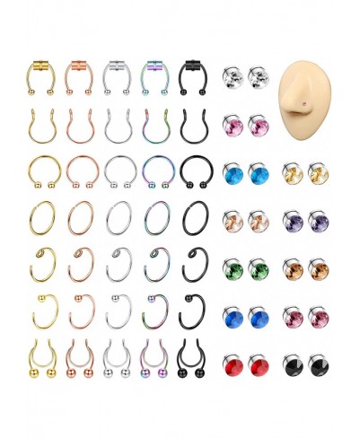 59PCS Fakes Nose Rings for Women Men Magnetic Septum Nose Ring Studs Hoops Nose Piercings Septum Jewelry Stainless Steel Faux...