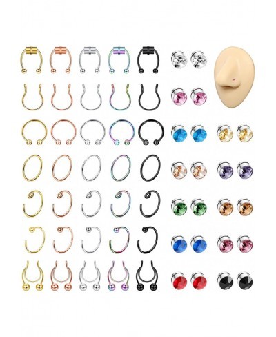 59PCS Fakes Nose Rings for Women Men Magnetic Septum Nose Ring Studs Hoops Nose Piercings Septum Jewelry Stainless Steel Faux...