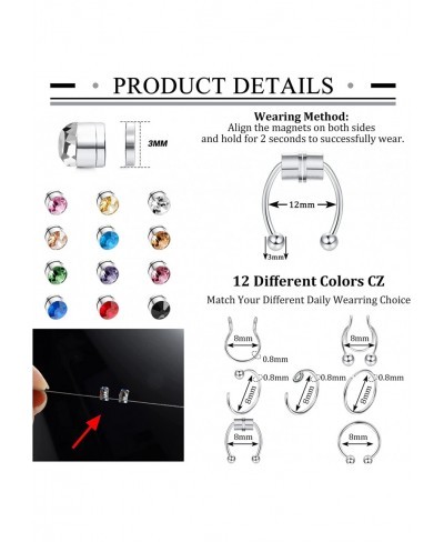 59PCS Fakes Nose Rings for Women Men Magnetic Septum Nose Ring Studs Hoops Nose Piercings Septum Jewelry Stainless Steel Faux...