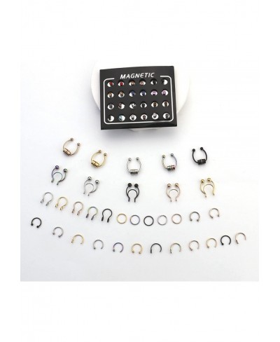 59PCS Fakes Nose Rings for Women Men Magnetic Septum Nose Ring Studs Hoops Nose Piercings Septum Jewelry Stainless Steel Faux...