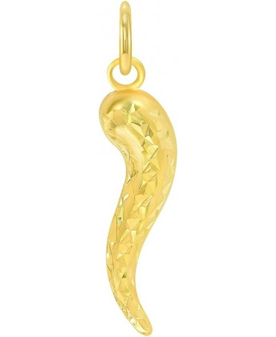 14k Yellow Gold Textured Dainty Mini Cornicello Horn Charm Pendant $34.28 Pendants & Coins