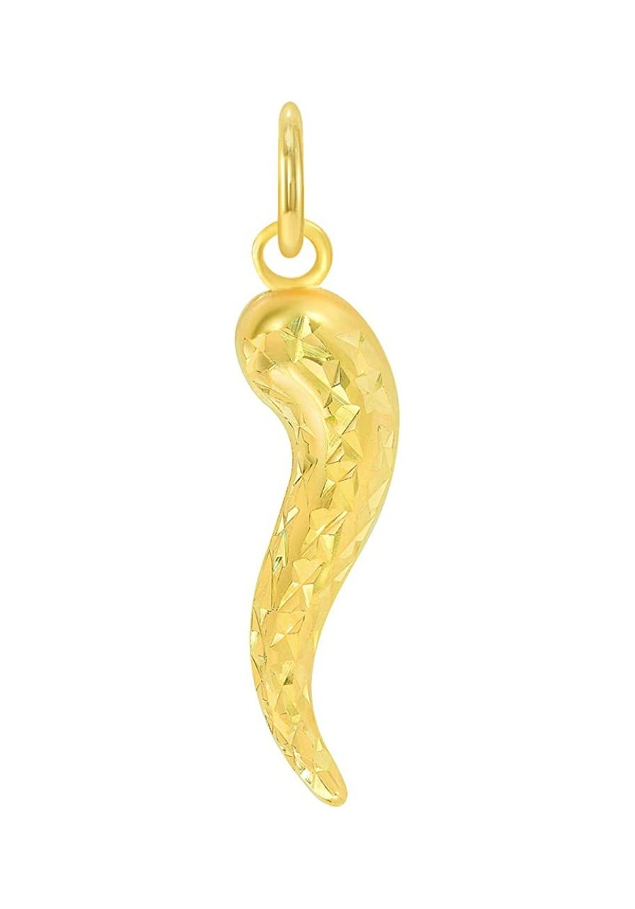 14k Yellow Gold Textured Dainty Mini Cornicello Horn Charm Pendant $34.28 Pendants & Coins