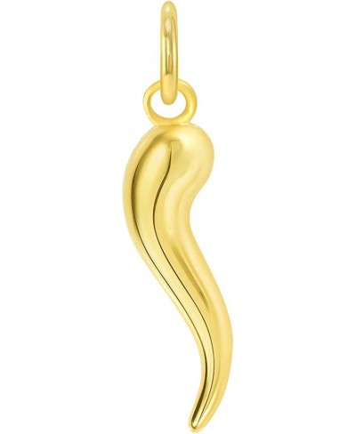 14k Yellow Gold Textured Dainty Mini Cornicello Horn Charm Pendant $34.28 Pendants & Coins