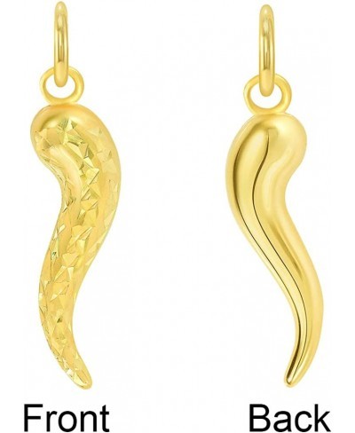 14k Yellow Gold Textured Dainty Mini Cornicello Horn Charm Pendant $34.28 Pendants & Coins