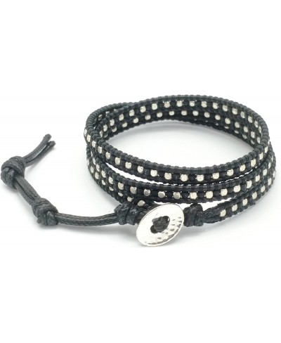 Hematite Garnet Black and Silver beads Leather Wrap Bracelet 3 Wraps 2mm/bead $25.46 Wrap