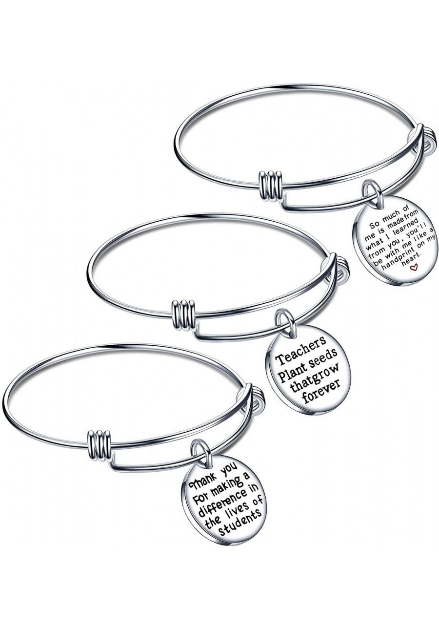 Teacher Appreciation Gifts Expendable Inspirational Bangle Bracelet Set Stainless Steel 3PCS $12.84 Bangle