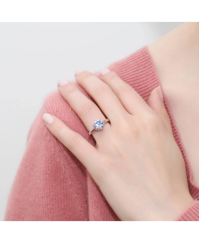 Sterling Silver Solitaire Wedding Engagement Rings 2 Carat Round Cubic Zirconia CZ Promise Ring for Women Rhodium Plated Size...