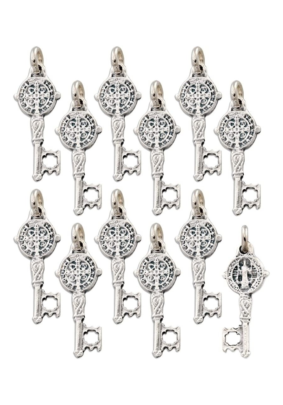 Lot of 12 Silver Tone Saint St. Benedict Key of Heaven Medal Pendant Charm - 0.31" W x 0.94" L $11.37 Pendants & Coins